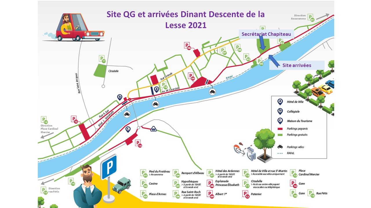 QG site arrives et parkings Dinant